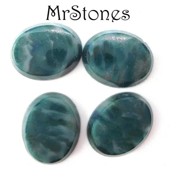 10x8mm (2195) Forest Green Matrix Flat Top Oval Cabochon