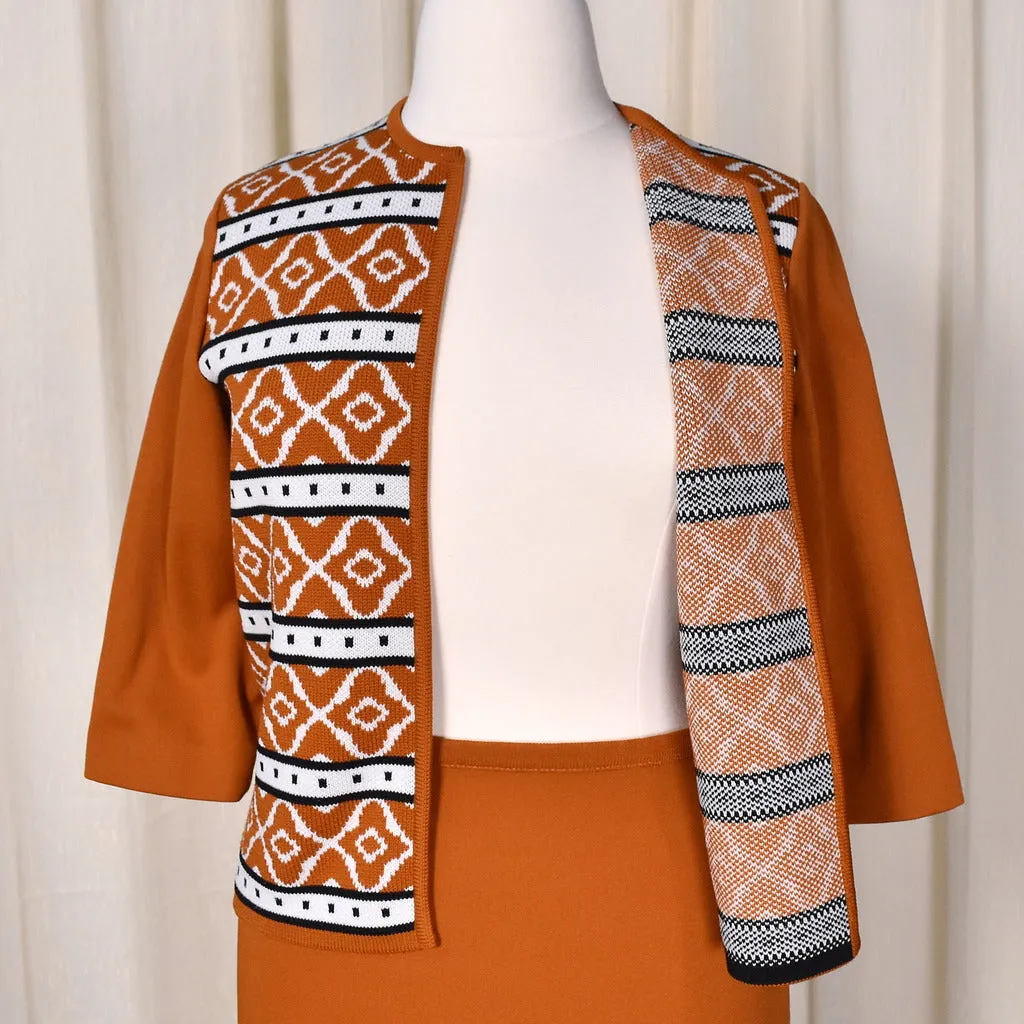 1960s Modern Rust Skirt Suit