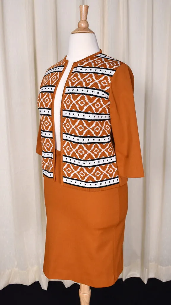 1960s Modern Rust Skirt Suit