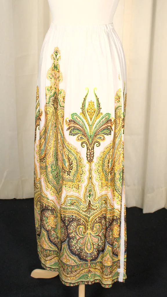 1960s Vintage Paisley Maxi Skirt