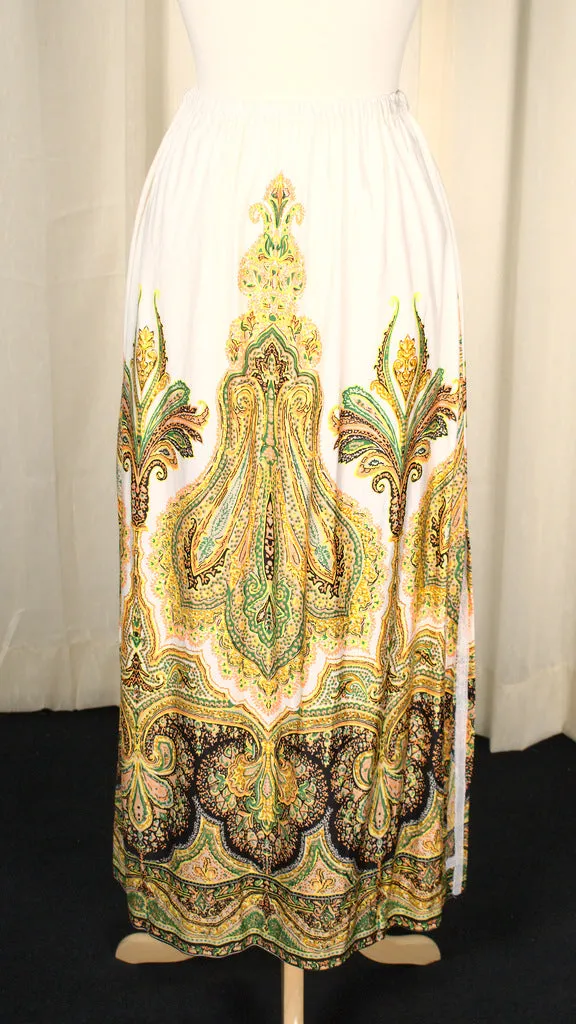 1960s Vintage Paisley Maxi Skirt