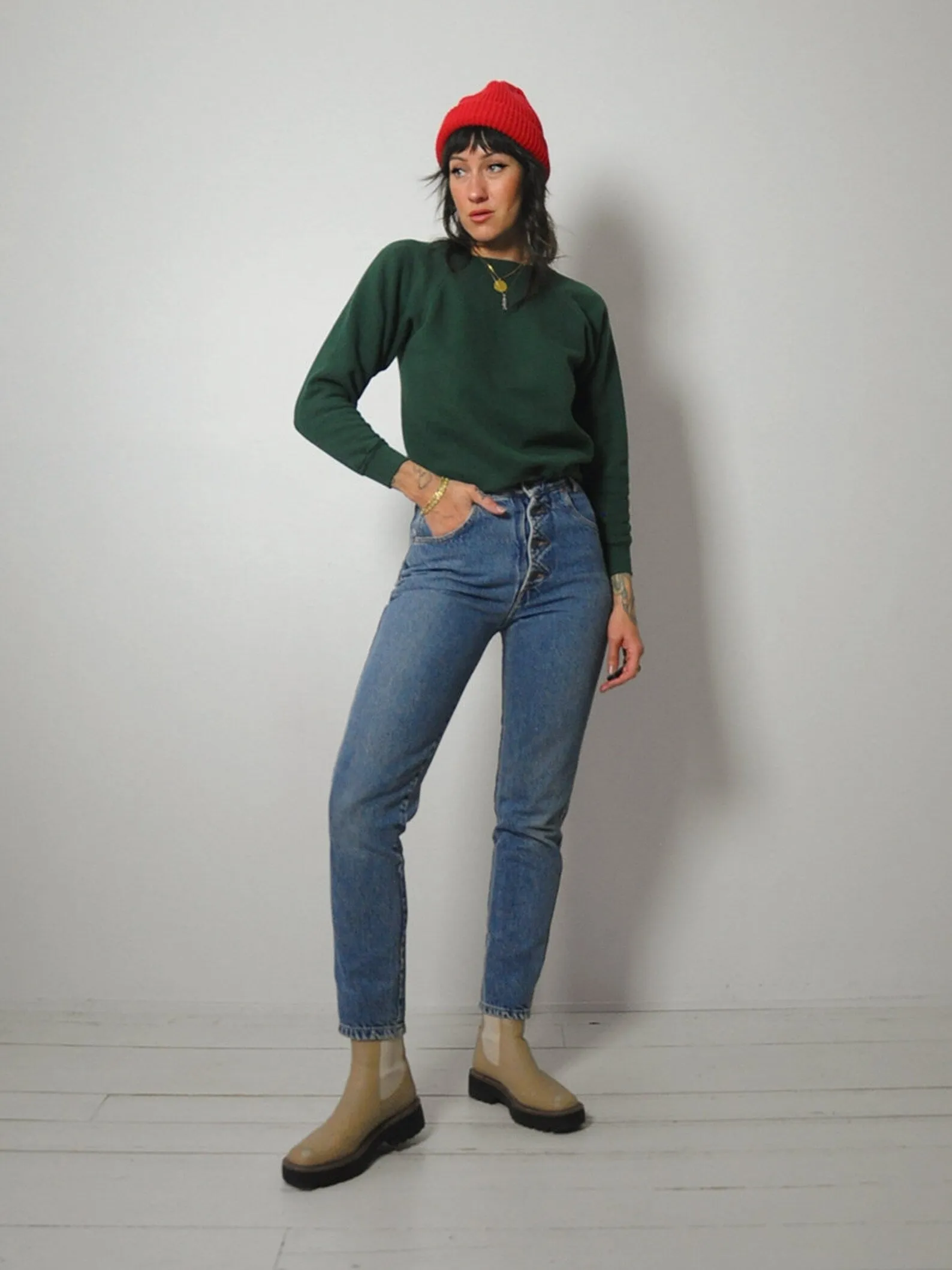 1980's Forest Green Blank Sweatshirt