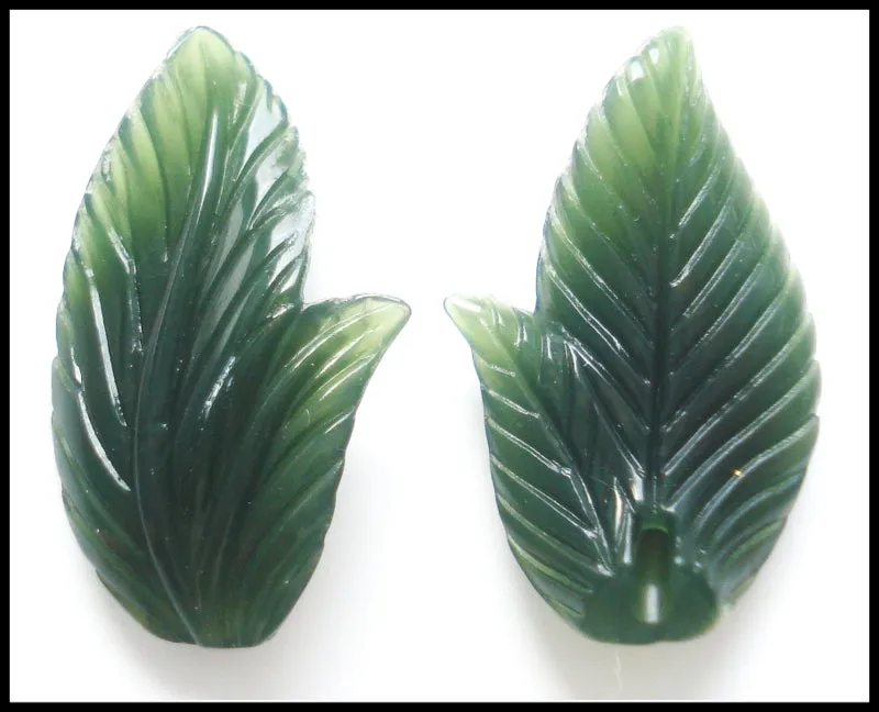 19x12mm Acrylic Forest Green Curved Leaves