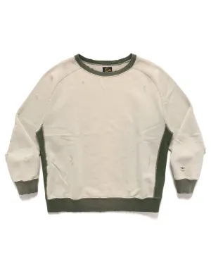 2-Tone Crew Neck Sweat Shirt - Cotton French Terry Beige