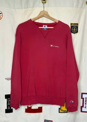 90's Champion Distressed Script Crewneck: L