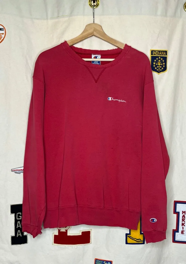 90's Champion Distressed Script Crewneck: L