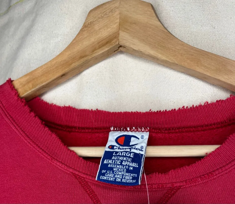 90's Champion Distressed Script Crewneck: L