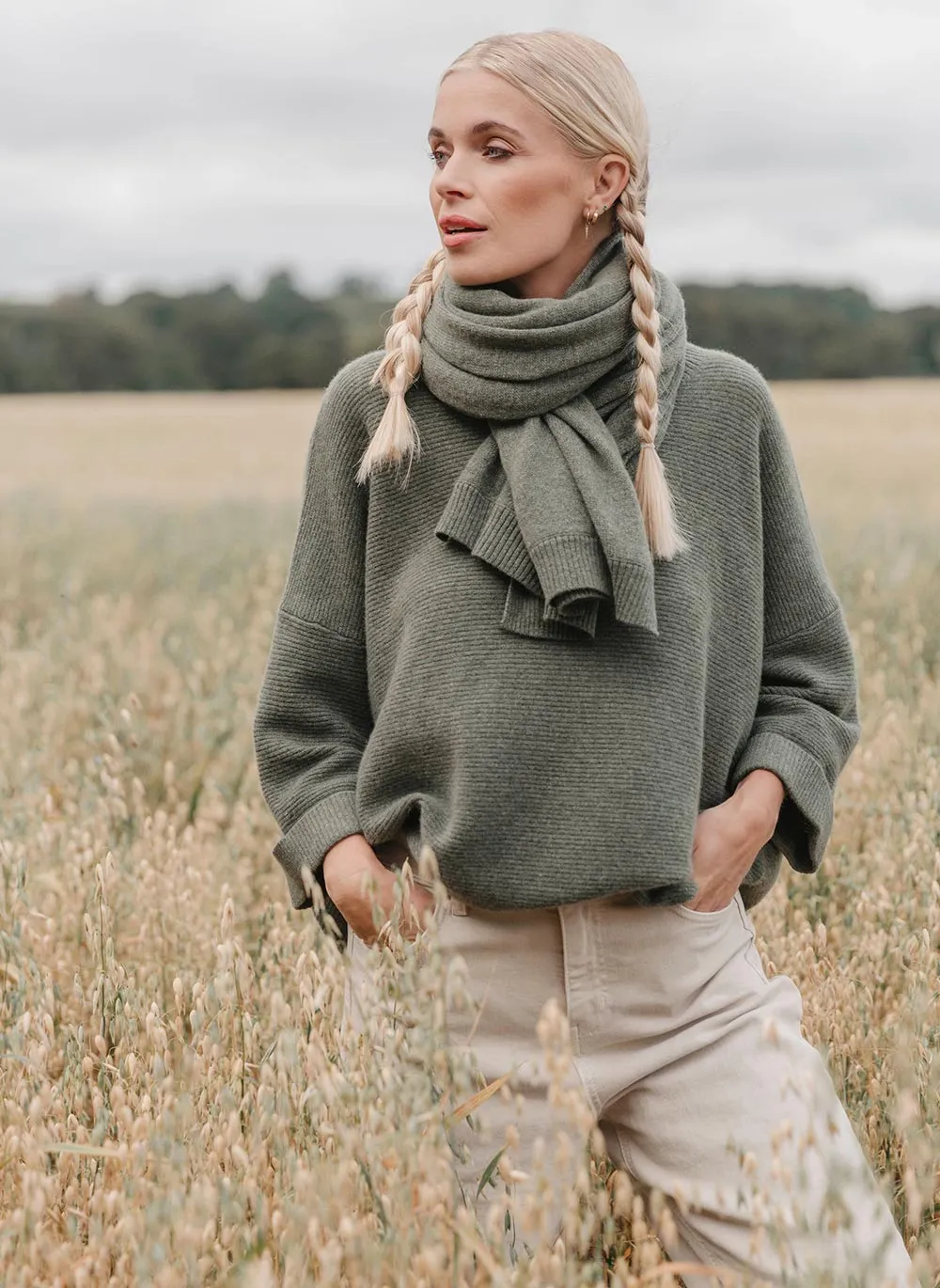 Abbie Rib Cashmere Jumper - Forest Green