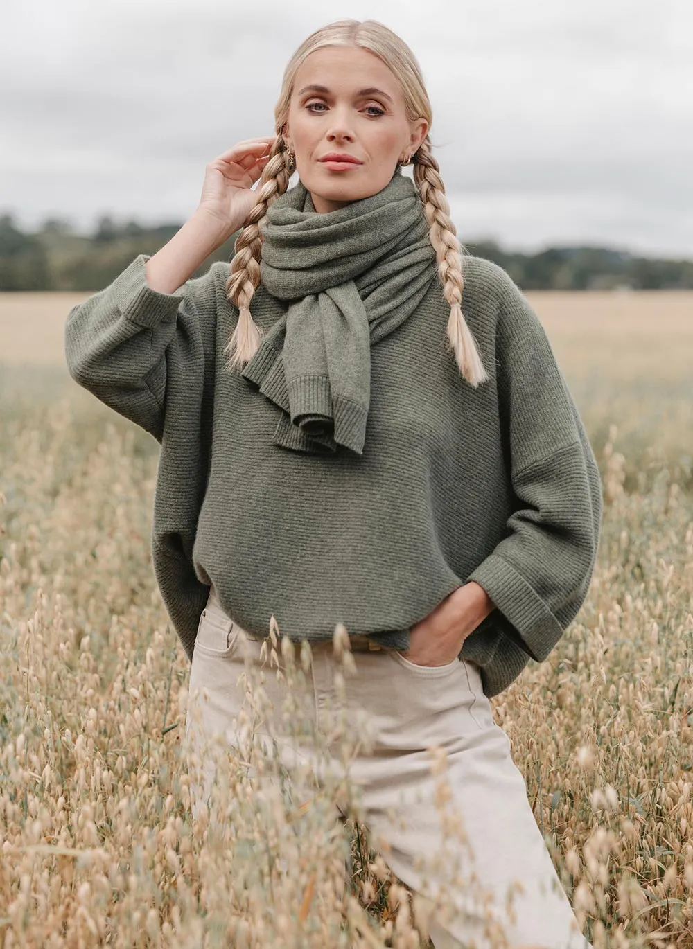 Abbie Rib Cashmere Jumper - Forest Green