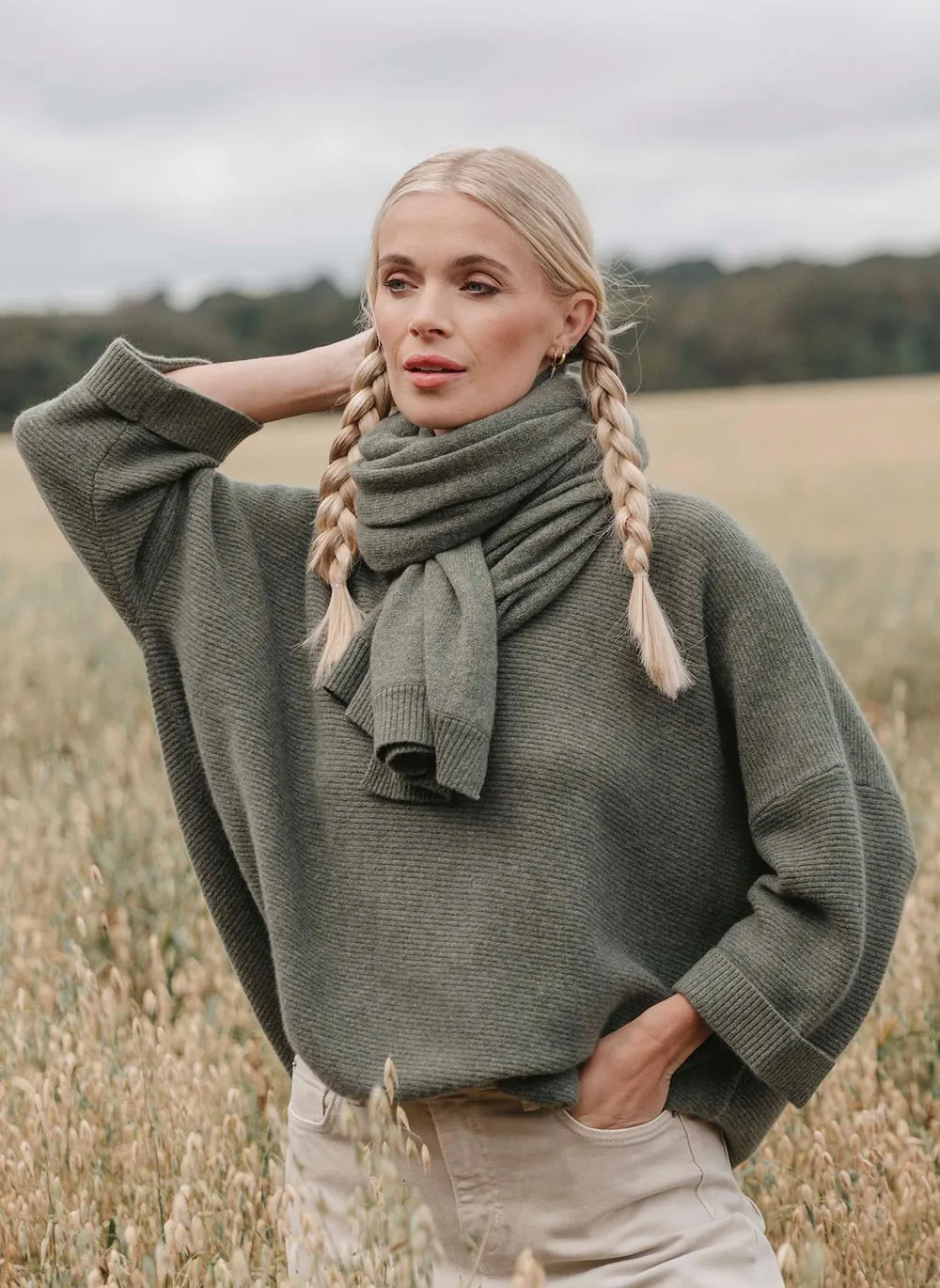 Abbie Rib Cashmere Jumper - Forest Green