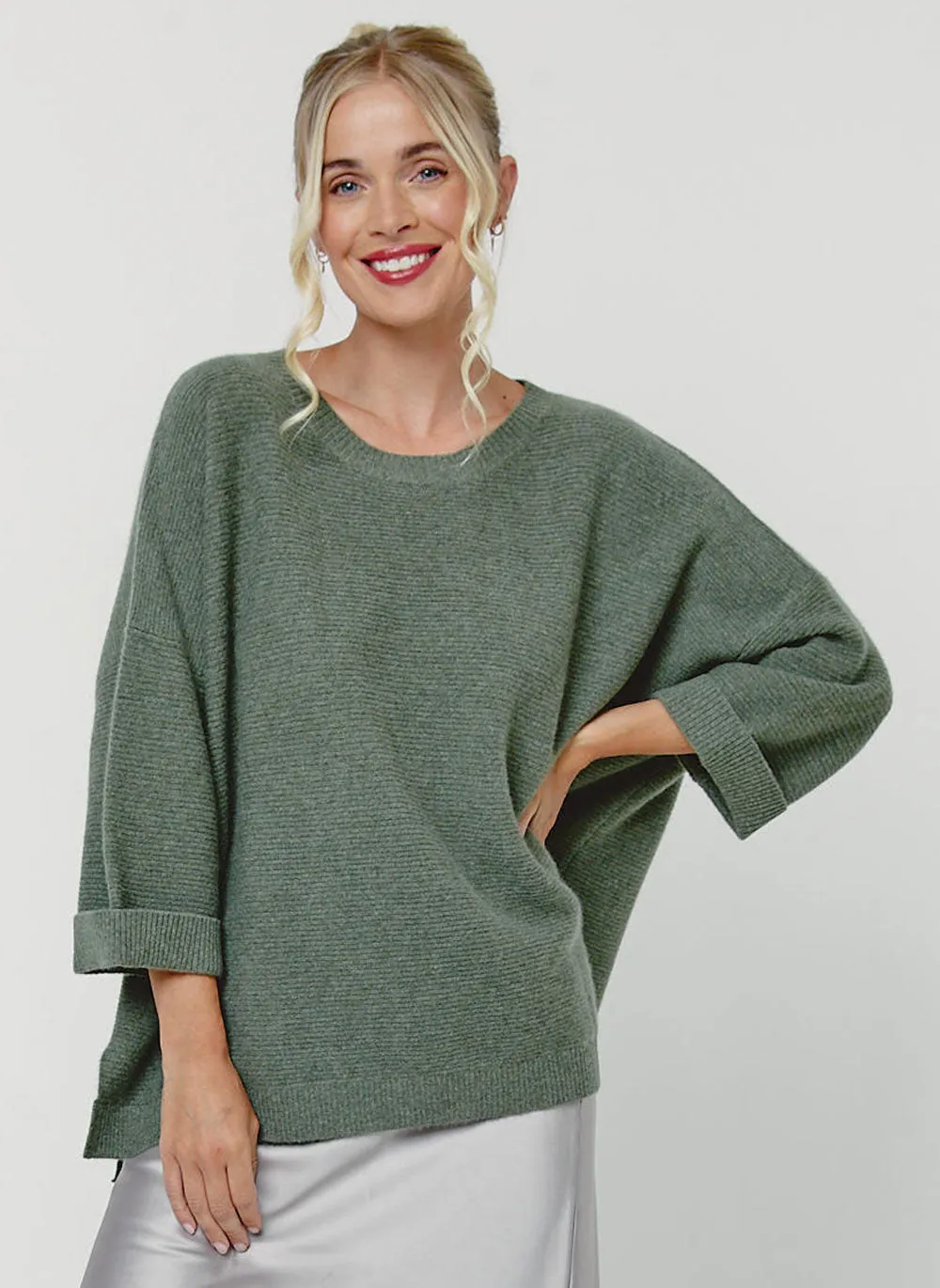 Abbie Rib Cashmere Jumper - Forest Green