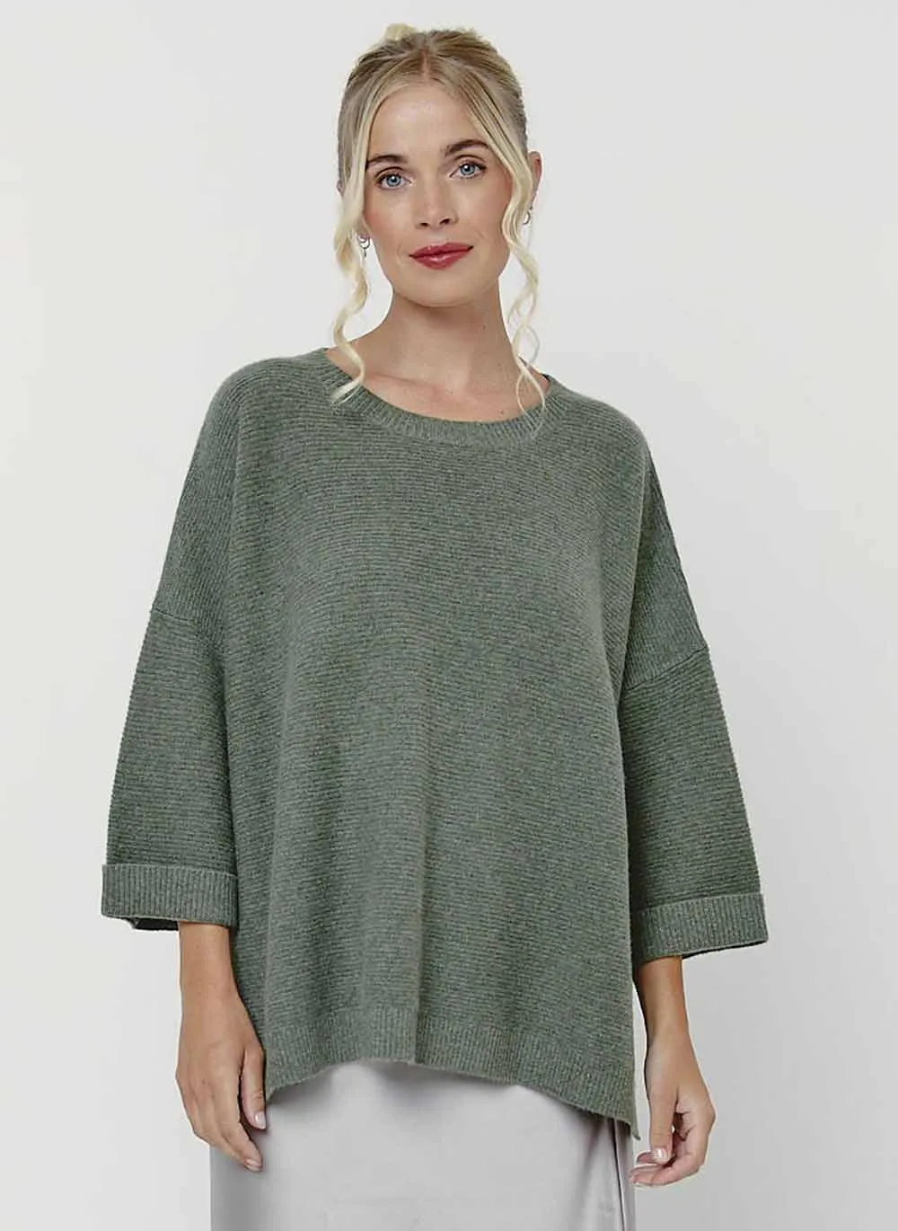 Abbie Rib Cashmere Jumper - Forest Green