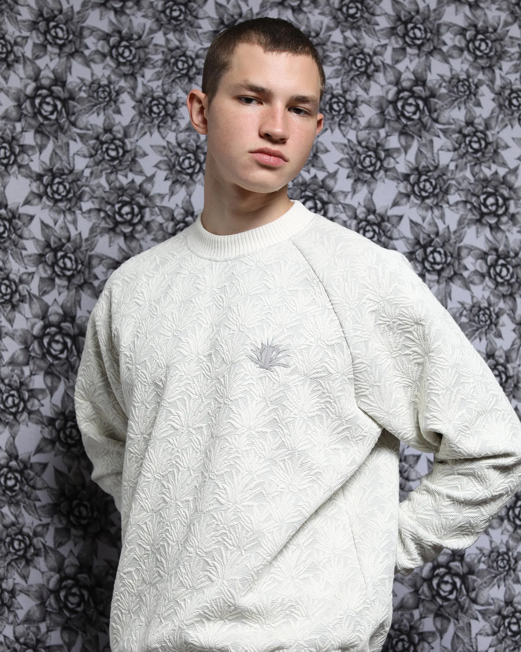 Agave 3D Blister Knit Raglan Crewneck (FINAL SALE)