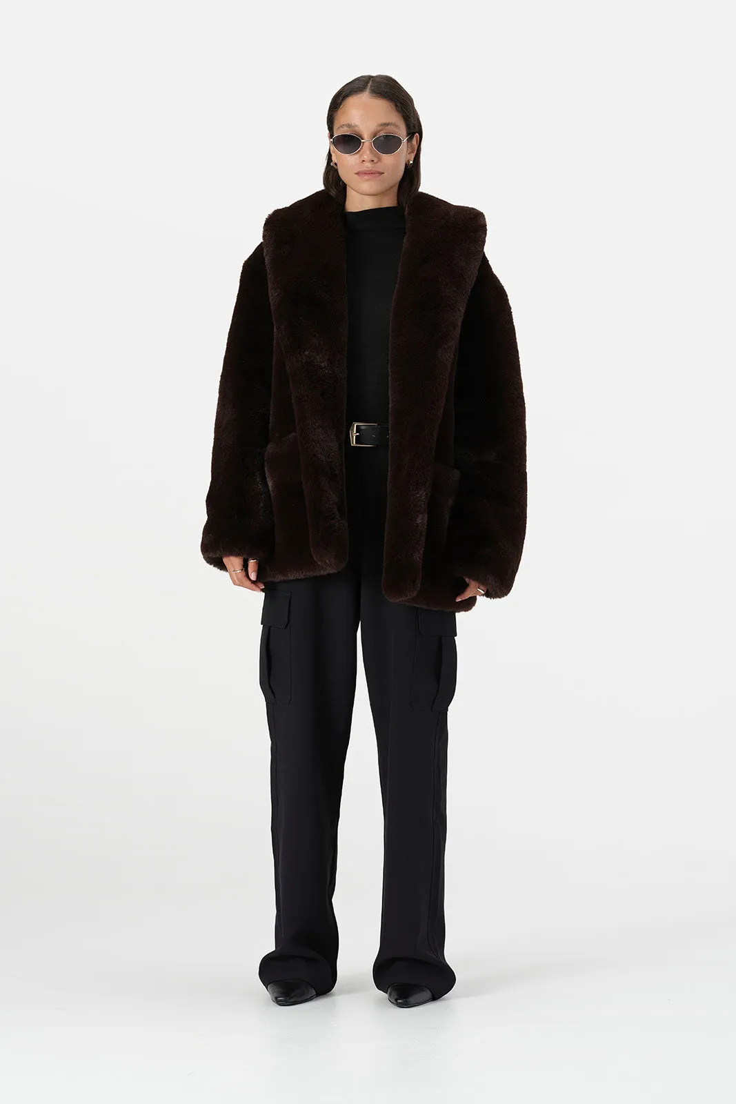 Alessia Fur Coat Chocolate