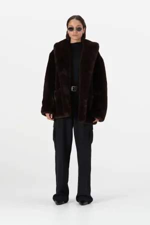 Alessia Fur Coat Chocolate