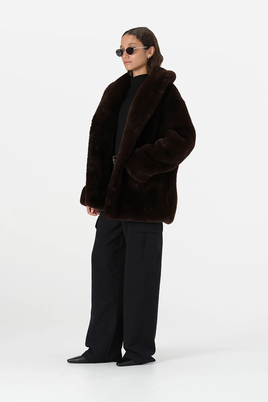 Alessia Fur Coat Chocolate