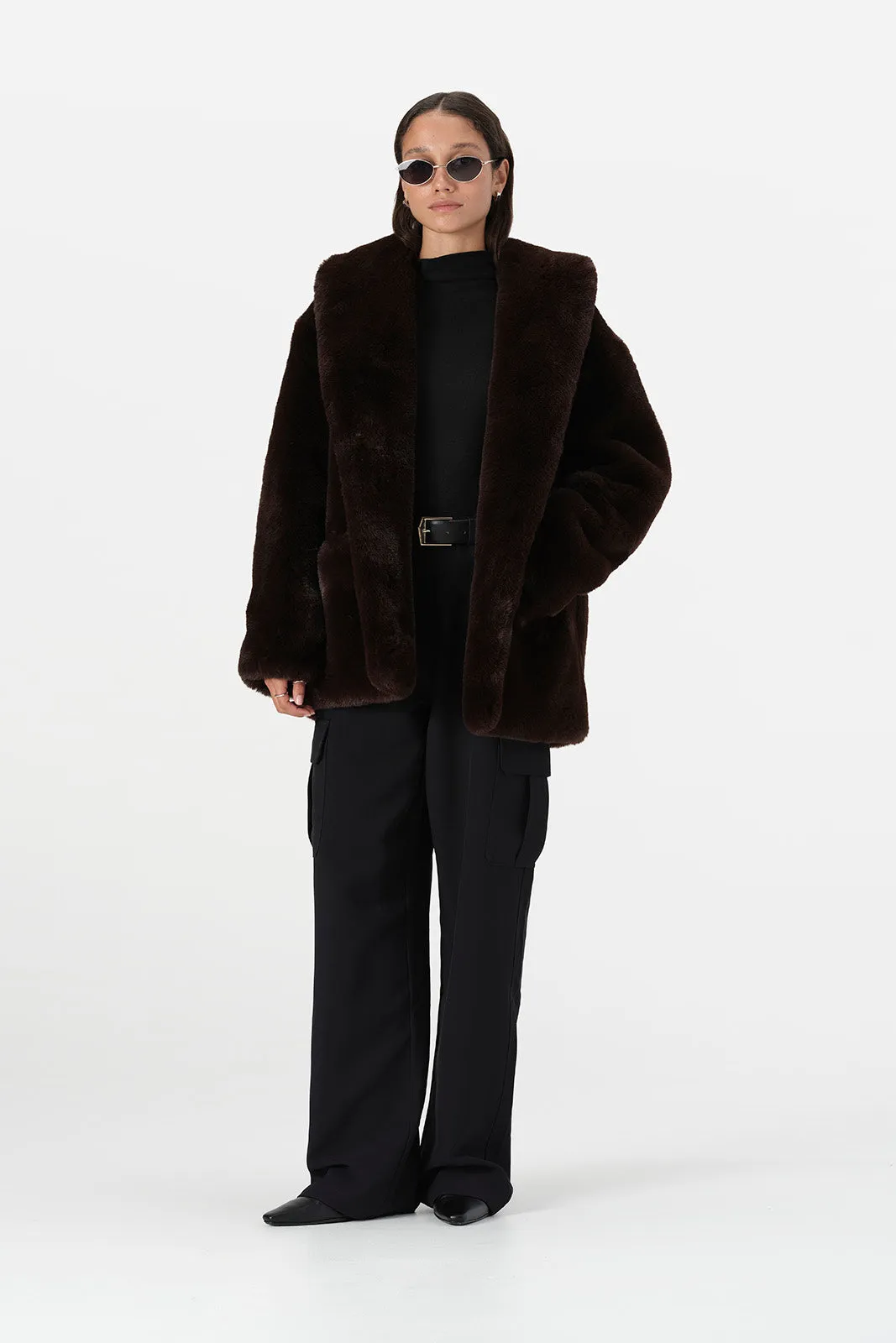 Alessia Fur Coat Chocolate