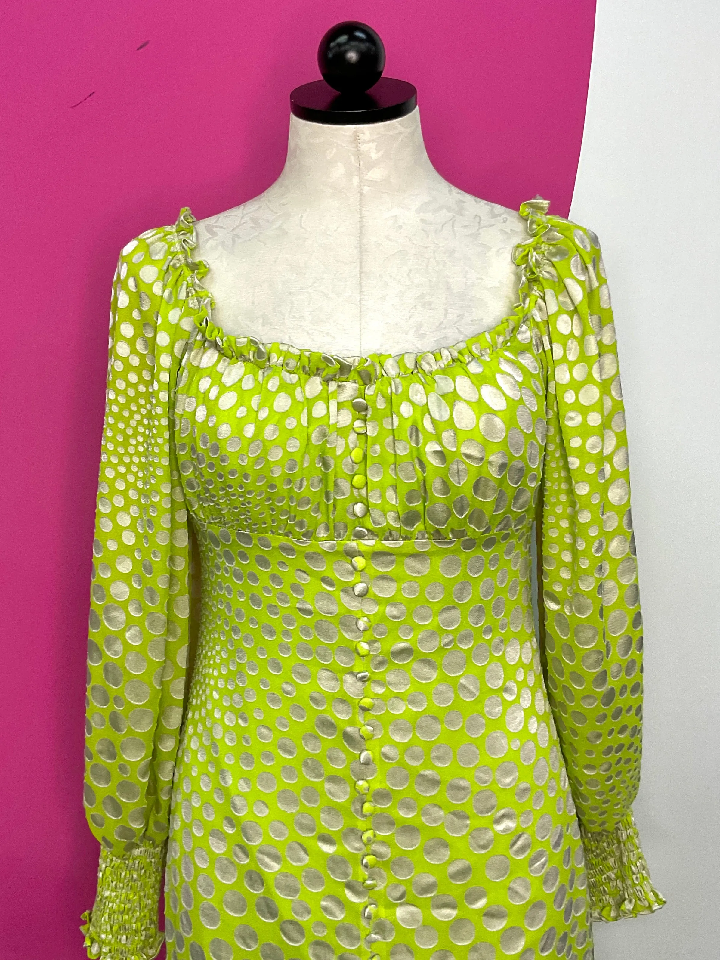 ANTHRO EXQUISE MERYL POLKA DOT MIDI DRESS - S
