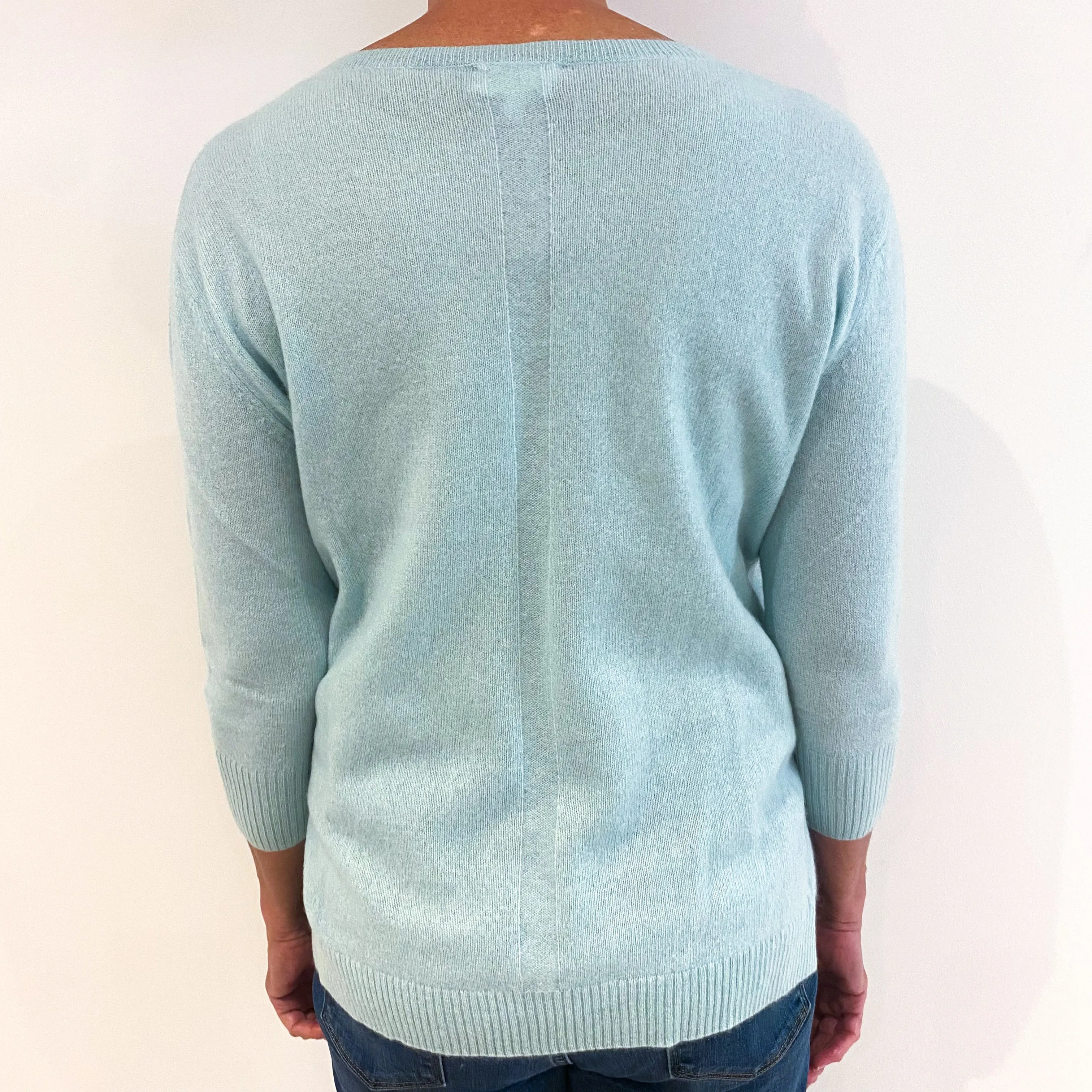 Anthropologie Mint Blue Cashmere Crossover V-Neck Jumper Medium