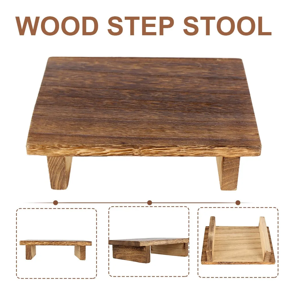 Anti Slip Mini Get Up Vintage Wood Step Stool for Bedroom  Bathroom and Kitchen
