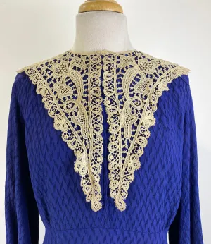 Antique Edwardian Beige Crochet Lace Collar