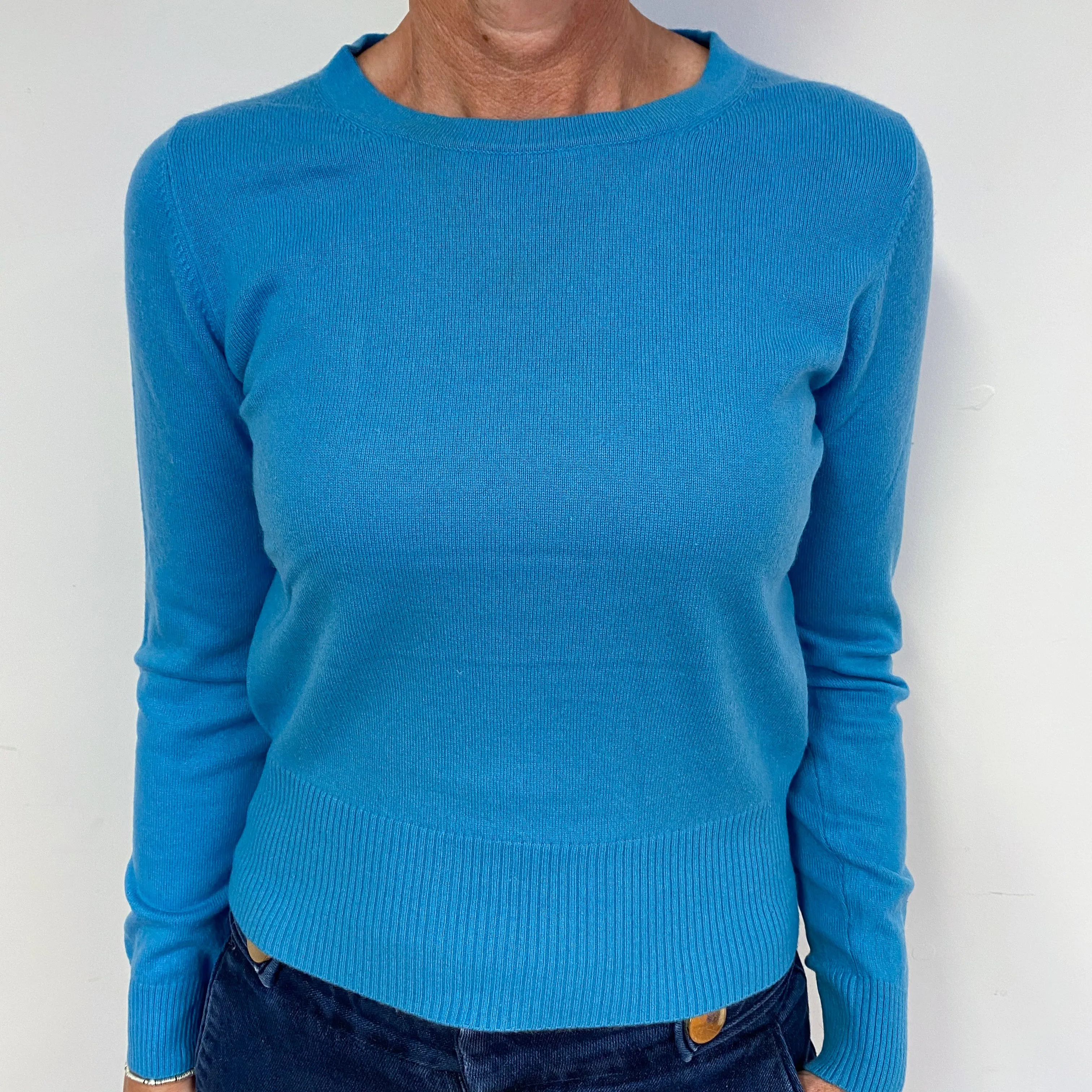 Aqua Blue Cashmere Crew Neck Jumper