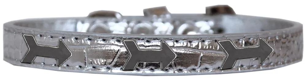 Arrows Widget Croc Dog Collar Silver Size 18