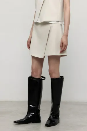 Asymmetrical Mini Skirt - Beige