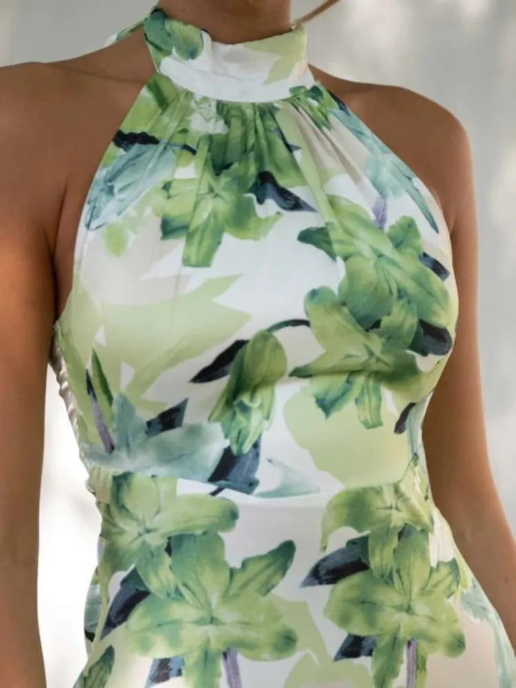 Ava - Satin Floral Midi Dress