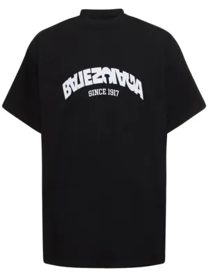 Balenciaga   Logo oversize cotton jersey t-shirt 