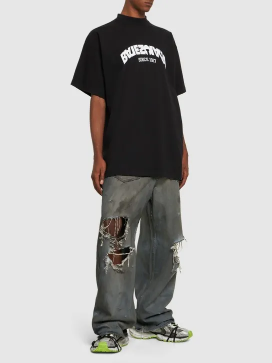 Balenciaga   Logo oversize cotton jersey t-shirt 