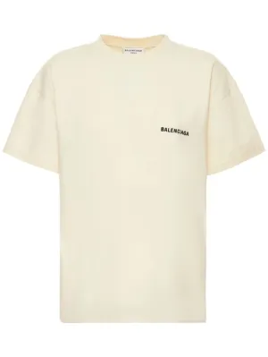 Balenciaga   Medium fit embroidered cotton t-shirt 