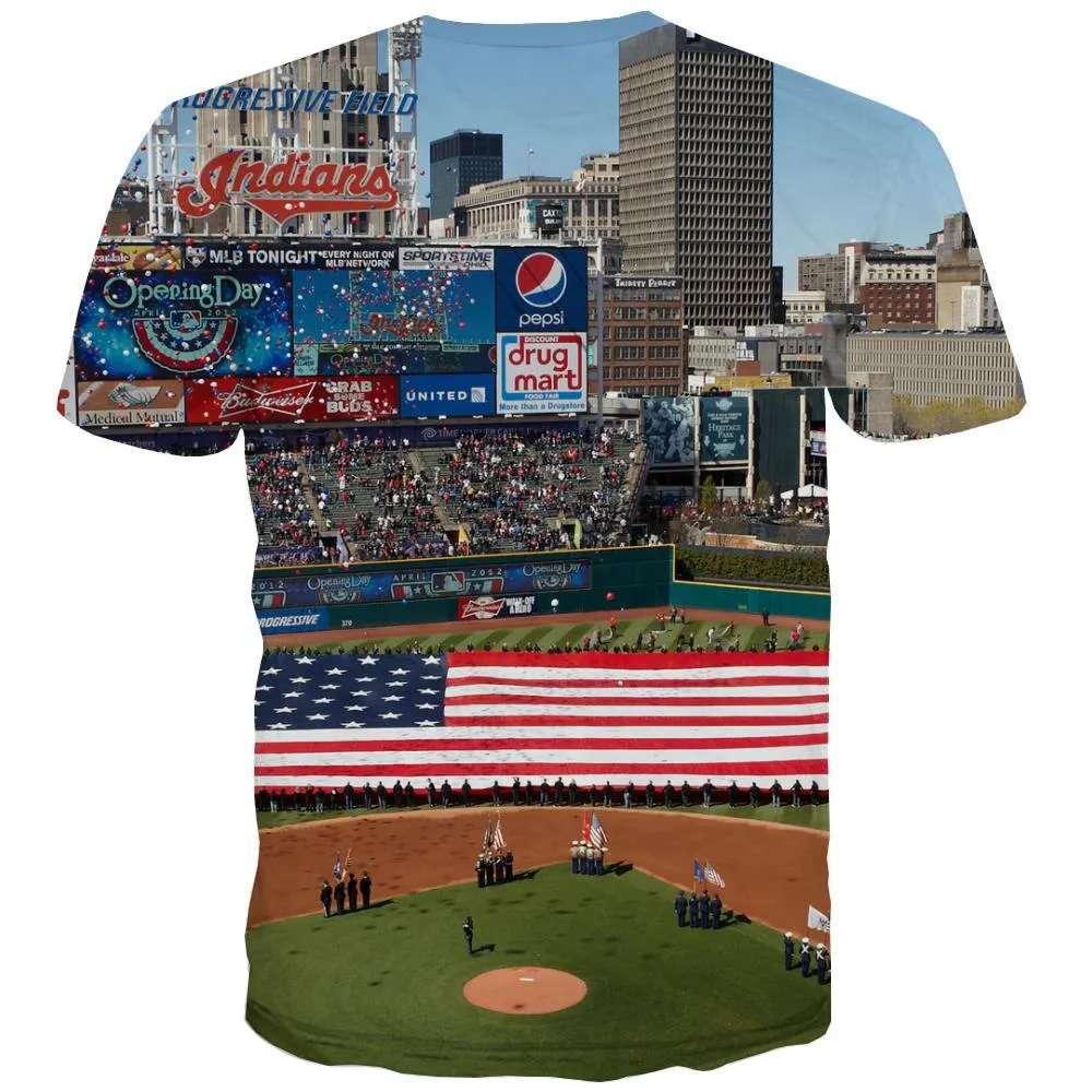 Baseball T shirts Men Stadium Tshirts Casual Game Tshirts Cool White Tshirt Anime