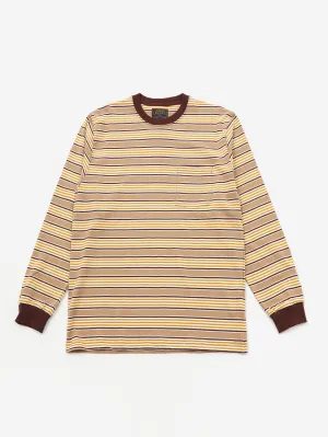 Beams Plus Multi Stripe Pocket T-Shirt - Brown