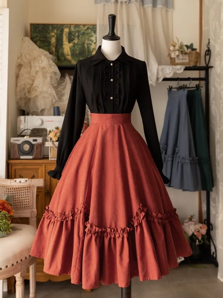 Black Double Layered Pointed Collar Long Sleeves Shirt