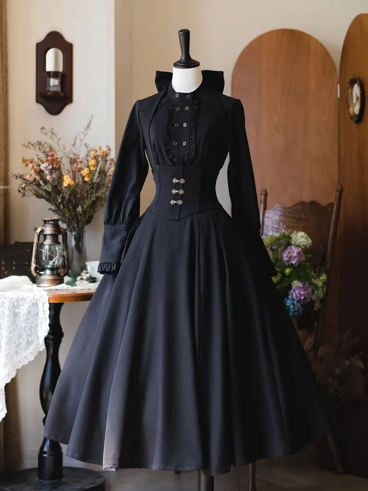 Black Elegant Retro Autumn Long Sleeves Shirt