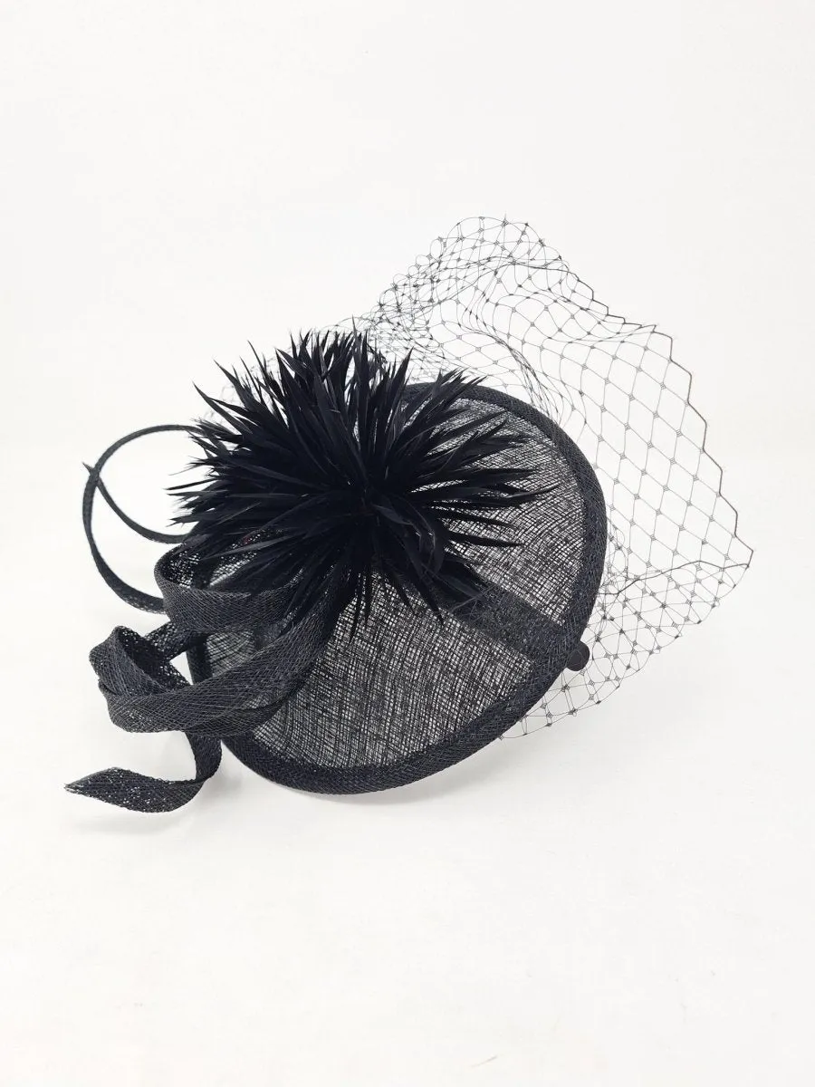 Black Flower & Net Disc Hairband Fascinator