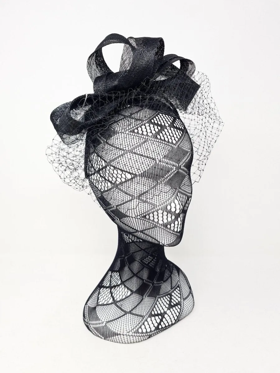 Black Looped Net Hairband Fascinator