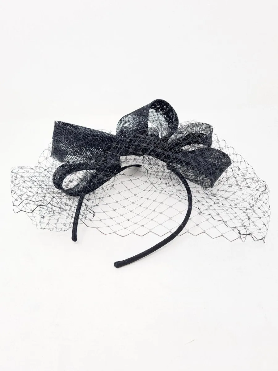 Black Looped Net Hairband Fascinator