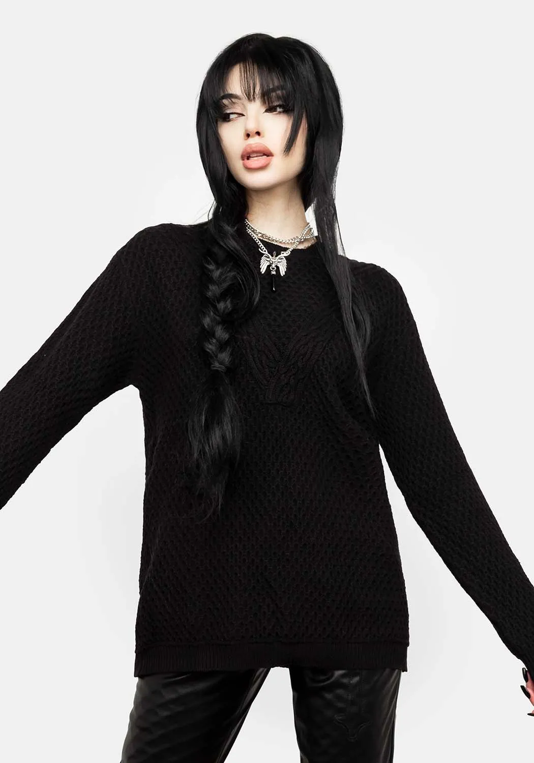 Blessing Oversized Cable Pentagram Jumper