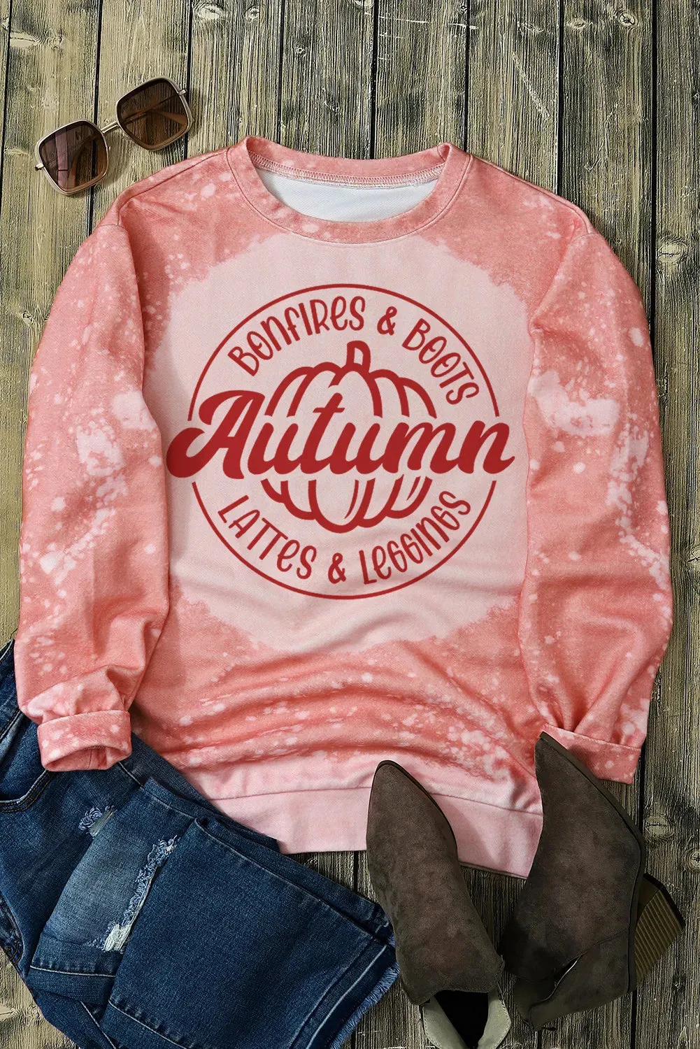 Bonfire Boots Lattes & Leggings Women's Graphic Long Sleeve Sweatshirt