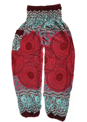 Burgundy Wild Mandala Harem Pants