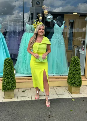 Carla Ruiz 50607 yellow bow midi dress