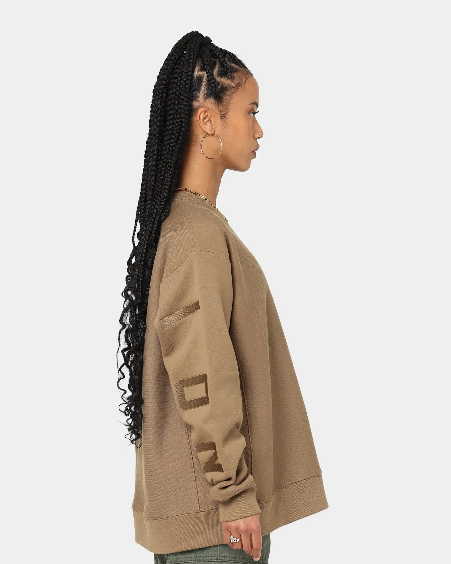 Champion Women's Reverse Weave Large Arch Crewneck Midway Brown
