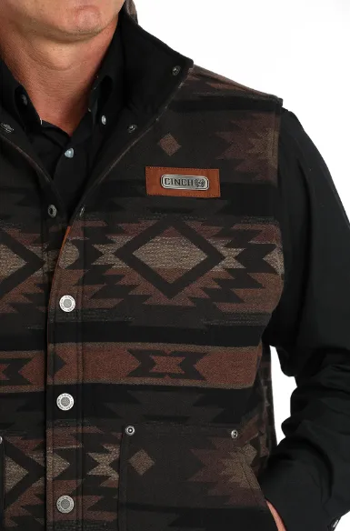 Cinch Men's Brown & Black Aztec Print Reversible Vest MWV1910001