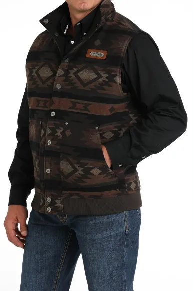 Cinch Men's Brown & Black Aztec Print Reversible Vest MWV1910001