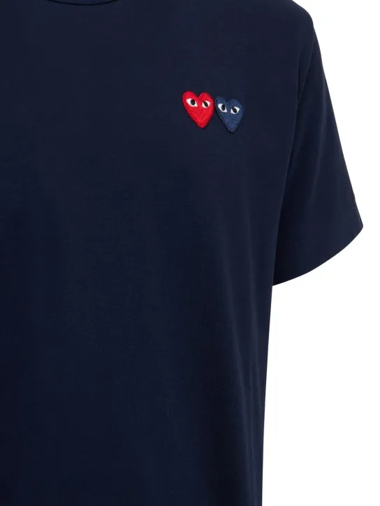 Comme des Garçons Play   Double heart patch cotton jersey t-shirt 