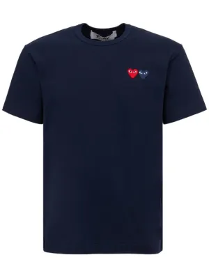 Comme des Garçons Play   Double heart patch cotton jersey t-shirt 