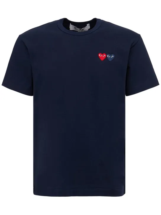 Comme des Garçons Play   Double heart patch cotton jersey t-shirt 