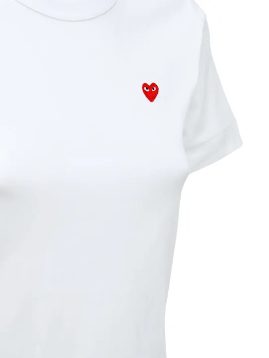 Comme des Garçons Play   Embroidered red heart cotton t-shirt 